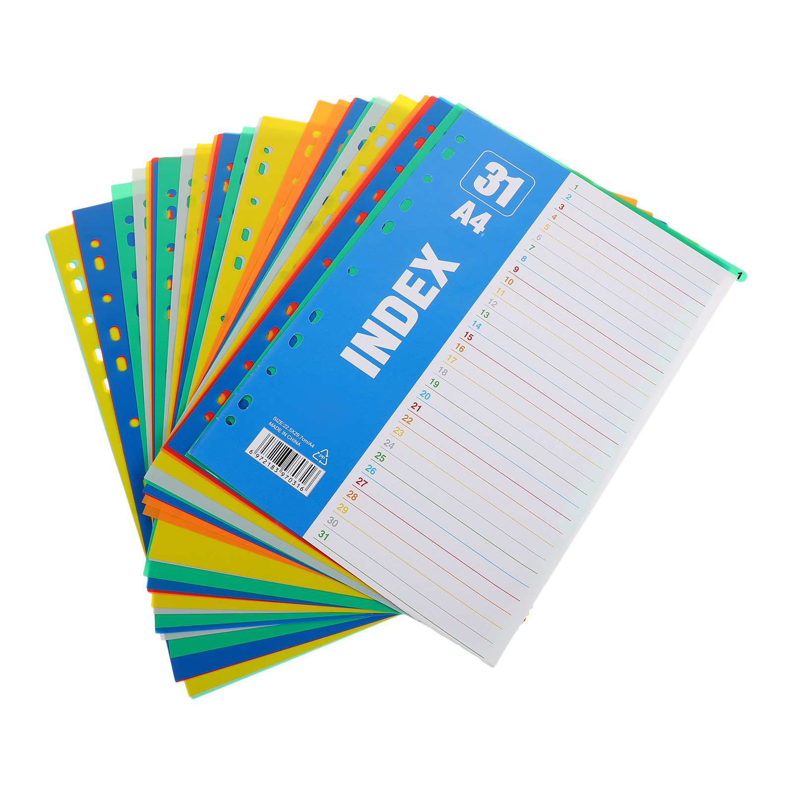 Tab Divider A4 - 1Set A4 11-Hole Plastic Index Dividers