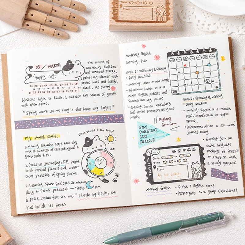 Cute Cat Wooden Rubber Stamp M - Rubber Date Stamp review and price