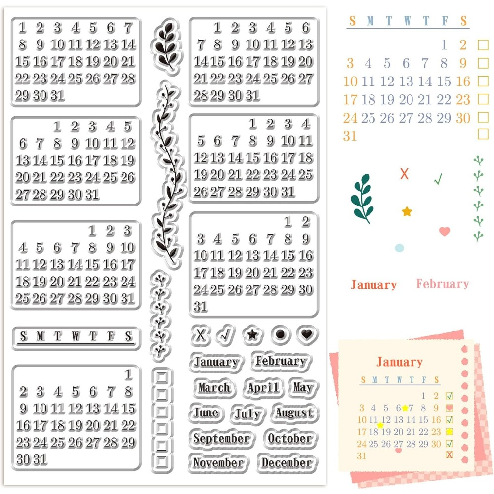 Calendar Clear Stamps Sheets R - Rubber Date Stamp review and price