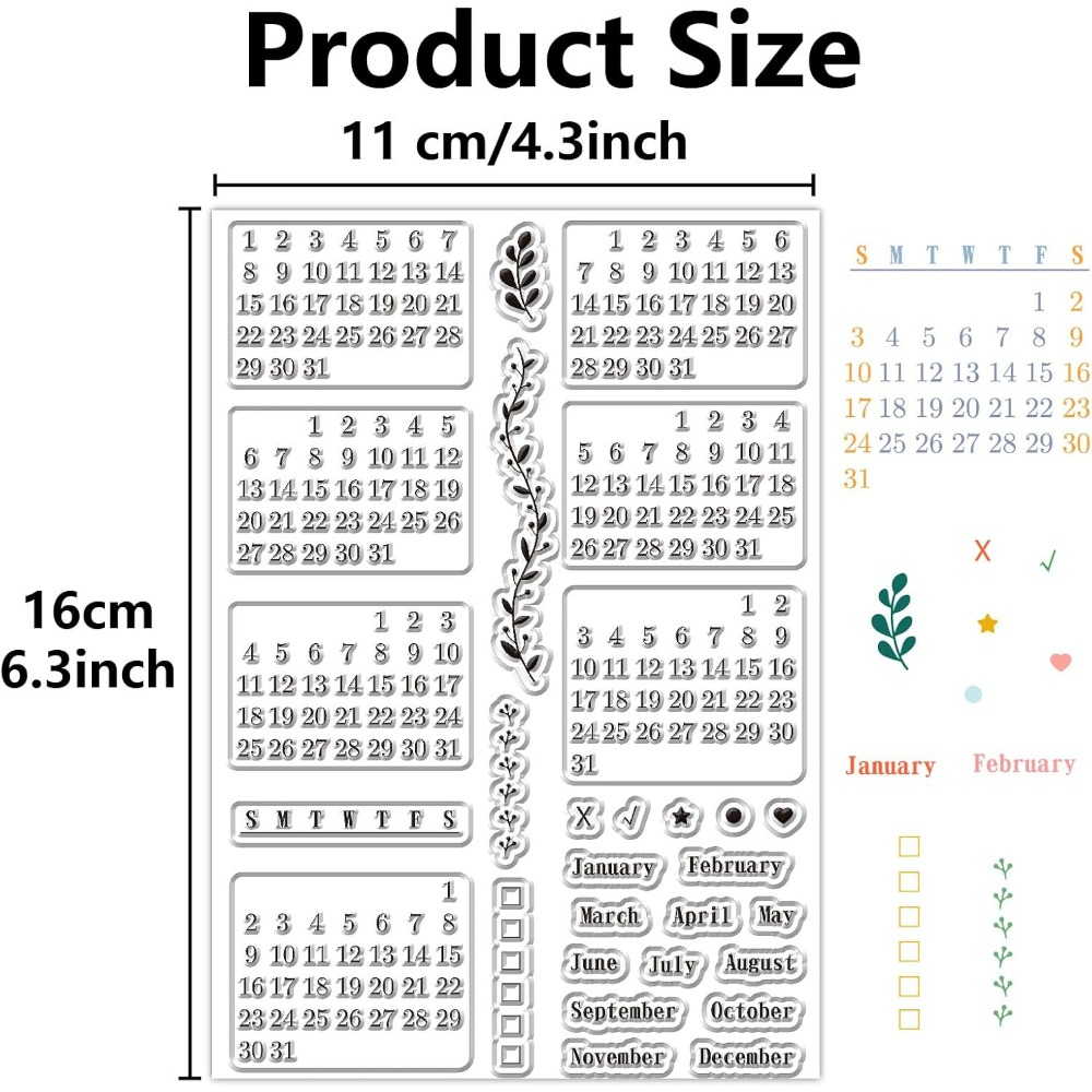 Calendar Clear Stamps Sheets R - Rubber Date Stamp review and price
