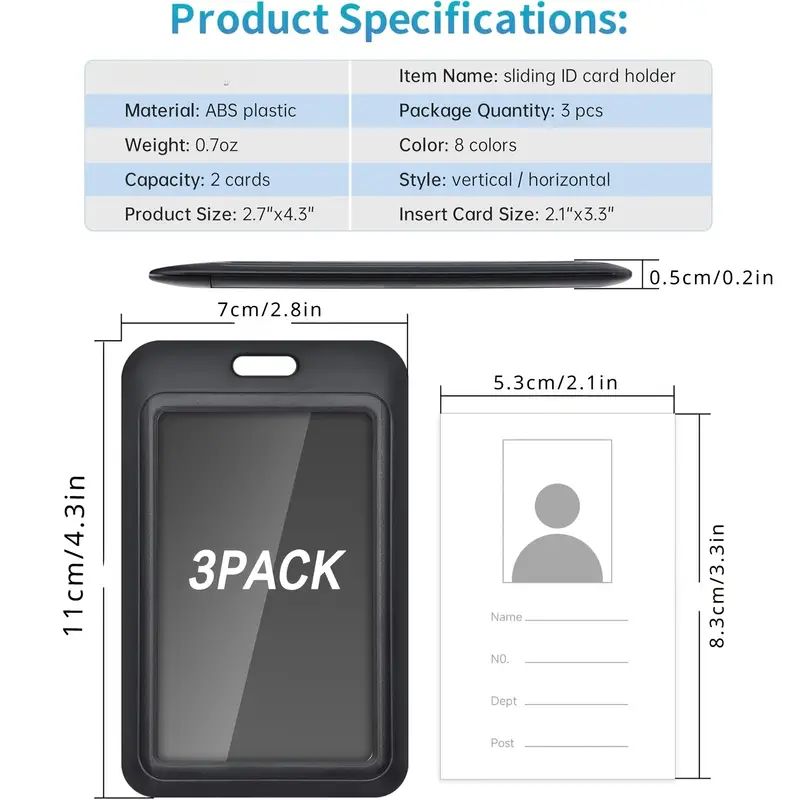 3 pieces heavy duty sliding ID - Index Card Holder review and price