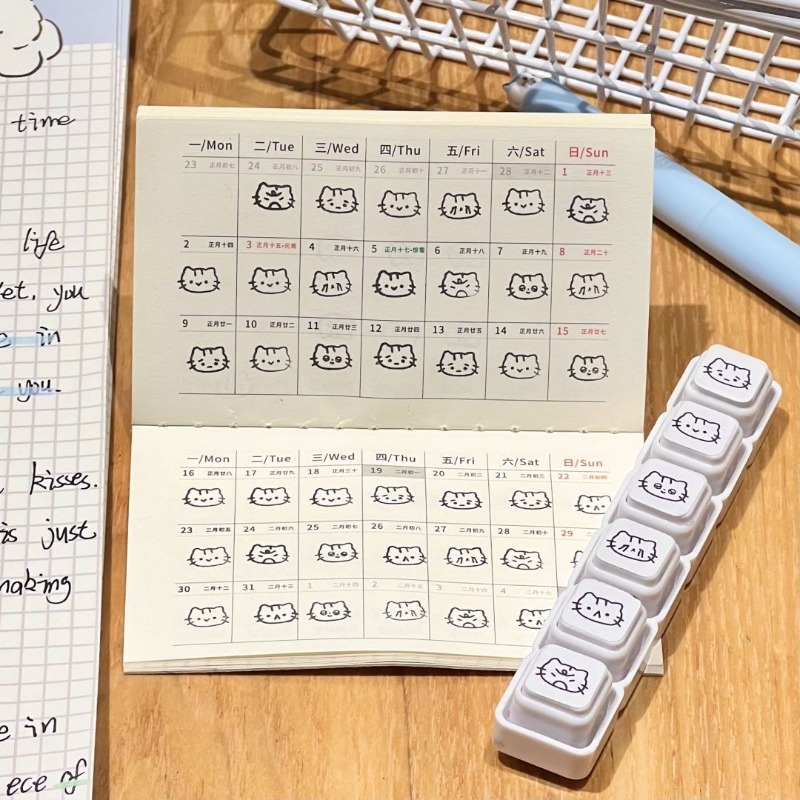 Cute Cat Cartoon Press Detacha - Rubber Date Stamp review and price